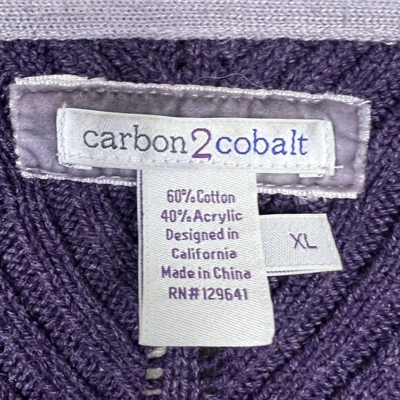 Carbon2Cobalt open lightweight knit ribbed cardigan sweater purple cotton blend - Picture 6 of 7